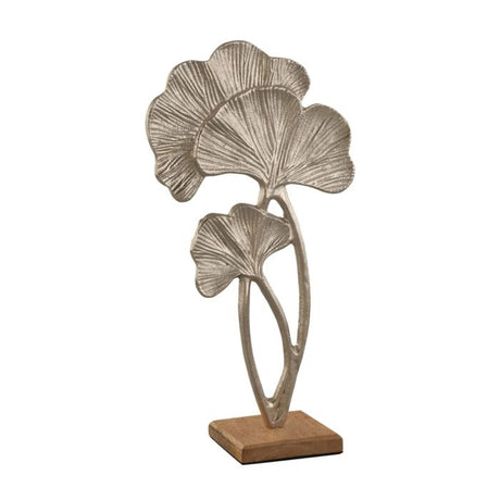 Skulptur med tropeblade sølvfarvet