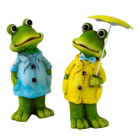Frø med regnfrakke