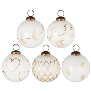 Ib Laursen sæt med hvide julekugler 7,6 i dia