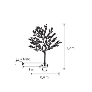 Tegning med mål på lystræ fra Luca Lighting