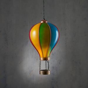 Luftballon med led-lys og solceller til havedekoration
