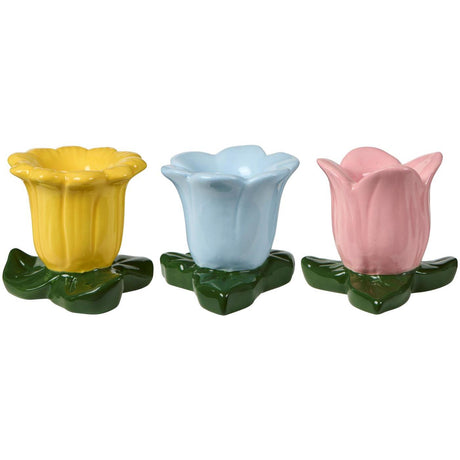 Ib Laursen blomsterformede lysestager i keramik