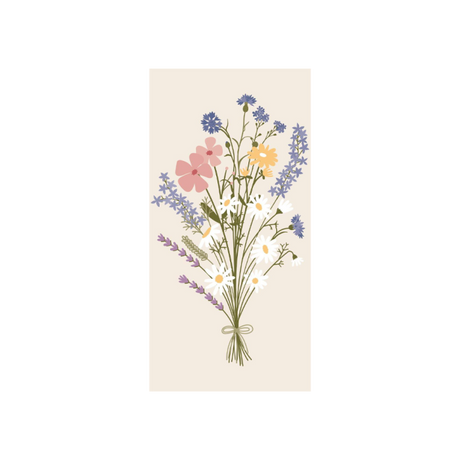 Papirserviet med sommerbuket på råhvid baggrund fra Ib Laursen