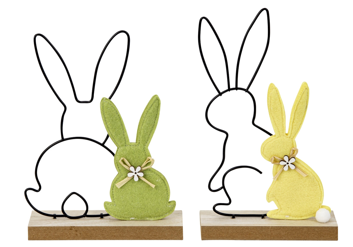 Påskehare i filt med haresilhuet i metal