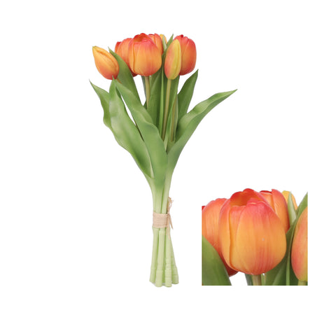 Orange kunstig tulipan buket med 7 stilke