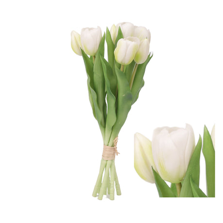 Hvid kunstig tulipan buket med 7 stilke