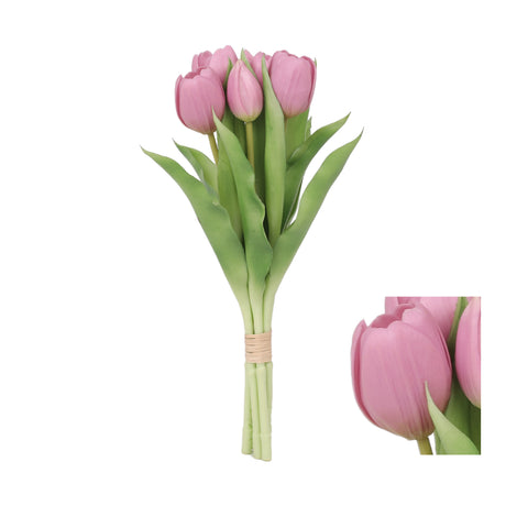Sart lilla kunstig tulipan buket med 7 stilke