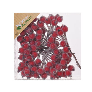 Red frosted Berries 12mm on Wire in Box