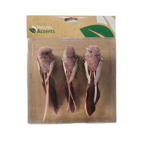 Chippie fåglar med clips i rosa, 3-pack för dekoration