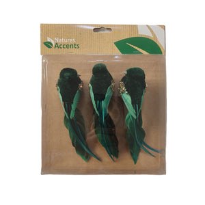 Chippie fåglar med klämma, mörkgröna, 3-pack för dekoration