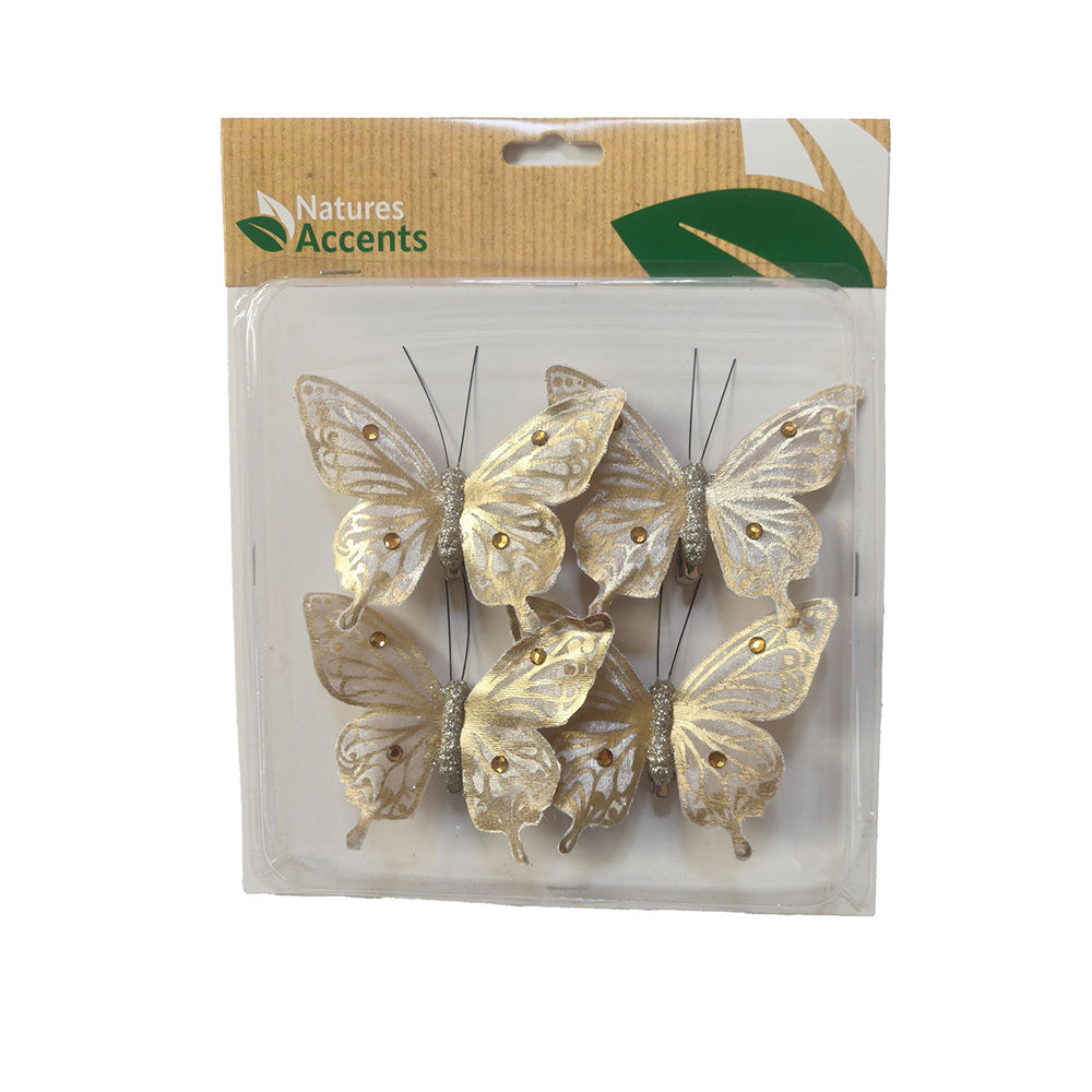 Gold Butterfly Aida on Clip 9cm