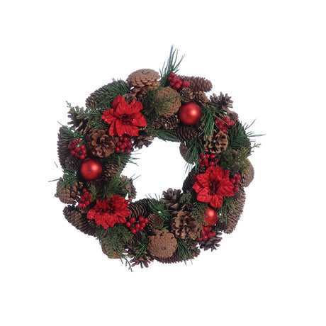 Julekrans med blomster 35 cm i dia