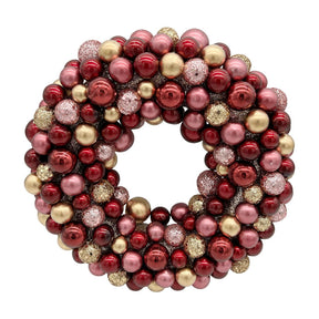 Berry krans, röd, guld och rosa, 25 cm i diameter för upphängning