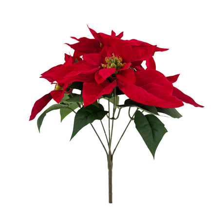 Bukett med konstgjorda röda julstjärnor 33 cm hög