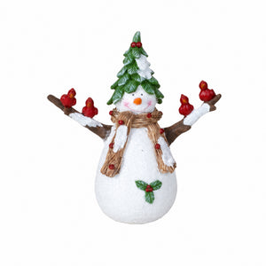 Snögubbe med granhatt 