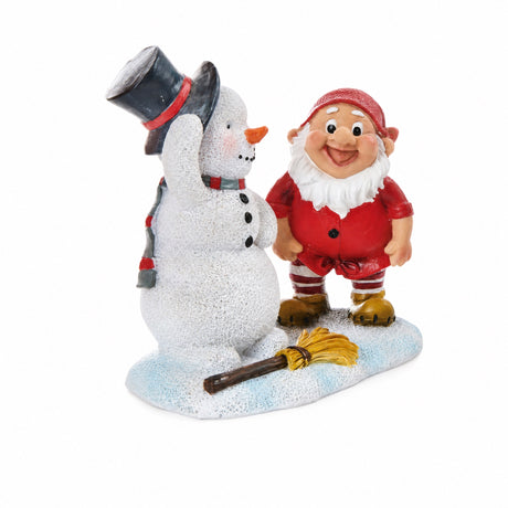 Skogstomte med snögubbe 10 cm hög
