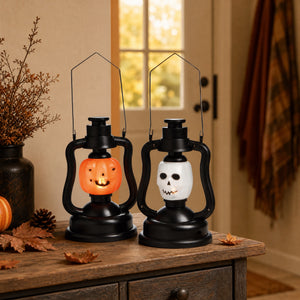 Halloweenlykta med ljus 