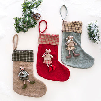 Julsocka med mus i tyg från Pobra