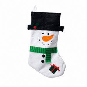 Julstrumpa med jultomte eller snögubbe