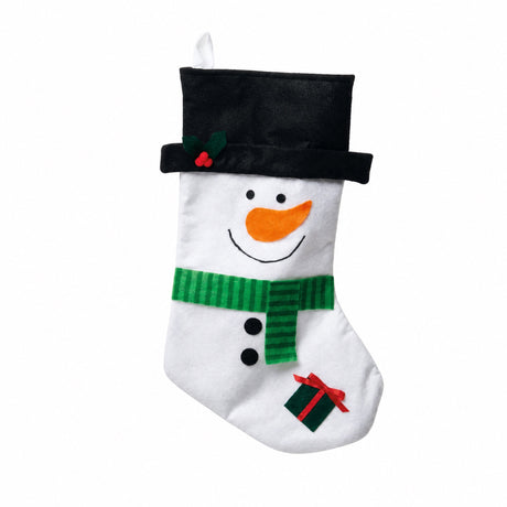 Julstrumpa med jultomte eller snögubbe