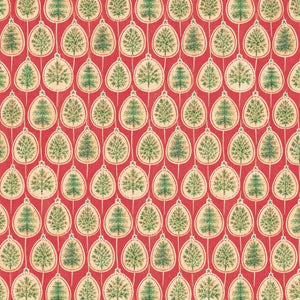Julpapper med julgranar i julgranskulor