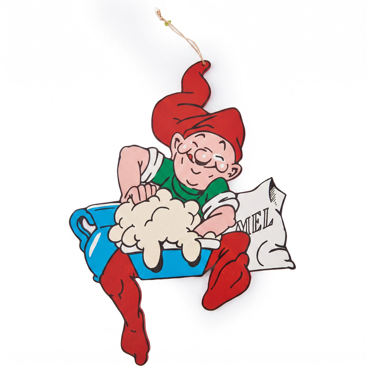 Brammingtomte i trä 40 cm med julklappar