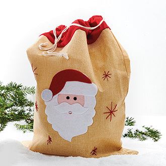 Presentpåse med snöre och jultomtemotiv från Pobra