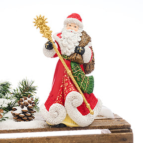 Jultomte med guldfärgad stav från Pobra, 25 cm hög