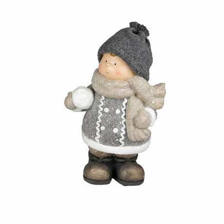 Vinterbarn med snöbollar 39 cm höga