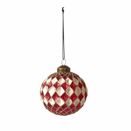 Julgranskula Röd och offwhite