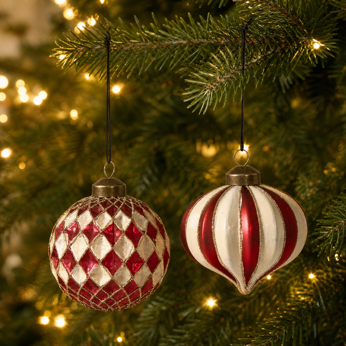 Julgranskula Röd och offwhite