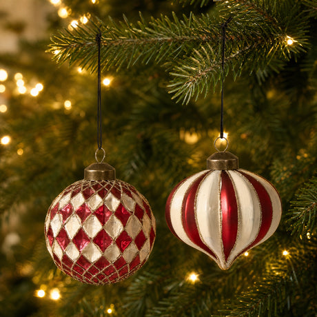 Julgranskula Röd och offwhite