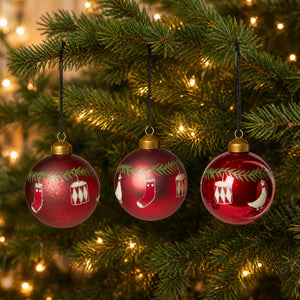 Julkula med julmotiv röd