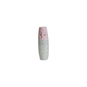 Vas Uggla 17 cm hög ljus aqua & rosa