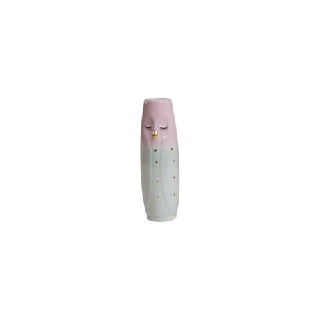 Vas Uggla 17 cm hög ljus aqua & rosa