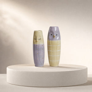 Vas Uggla 17 cm hög gul & lila