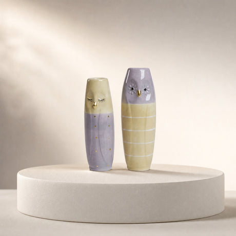Vas Uggla 17 cm hög gul & lila