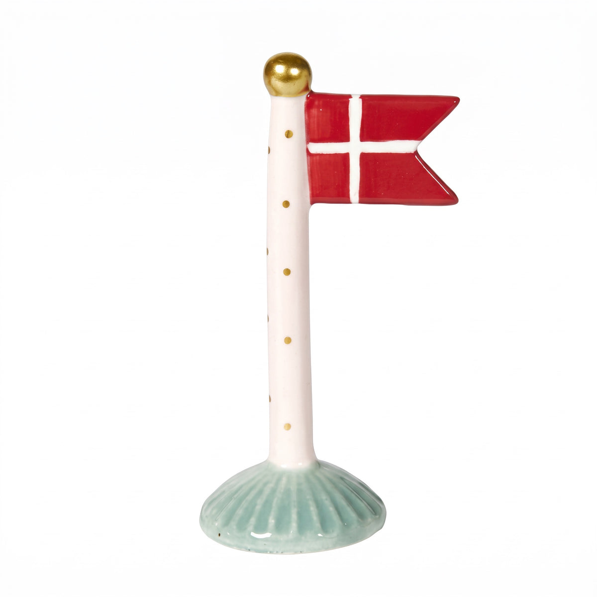 Flaggstång med spetsig flagga 14 cm hög