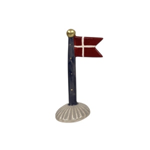 Flaggstång med spetsig flagga 14 cm hög blå gul rosa