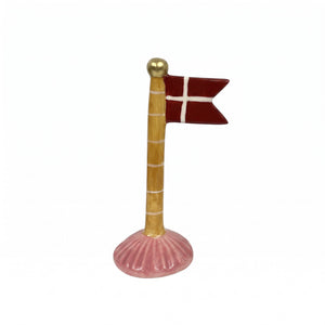 Flaggstång med spetsig flagga 14 cm hög blå gul rosa