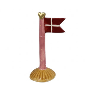 Flaggstång med spetsig flagga 14 cm hög blå gul rosa