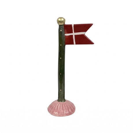 Flaggstång med spetsig flagga 19 cm hög gulgrön rosa