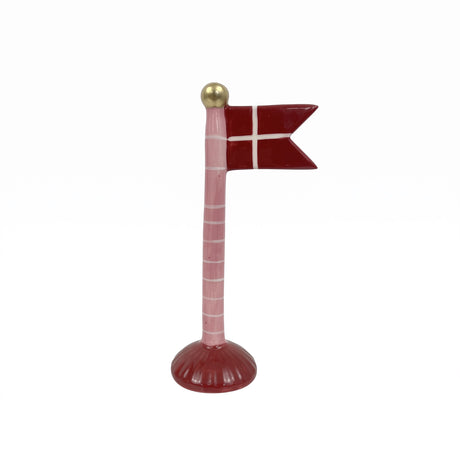 Flaggstång med spetsig flagga 19 cm hög gulgrön rosa