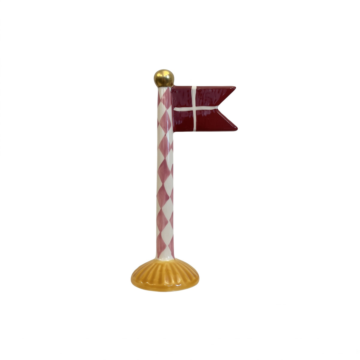 Flaggstång med spetsig flagga 14 cm hög harlekin