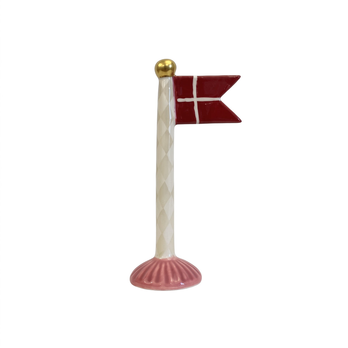 Flaggstång med spetsig flagga 14 cm hög harlekin