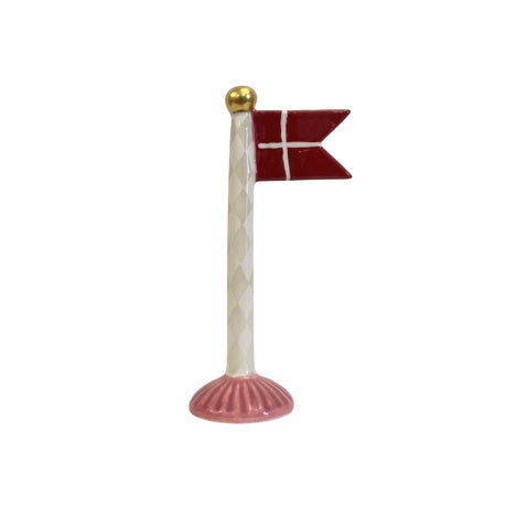 Flaggstång med spetsig flagga 14 cm hög harlekin