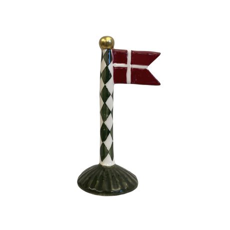Flaggstång med spetsig flagga 14 cm hög harlekinmönster