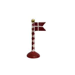 Flaggstång med spetsig flagga 19 cm hög med harlekinmönster