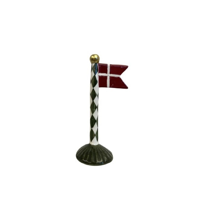 Flaggstång med spetsig flagga 19 cm hög med harlekinmönster