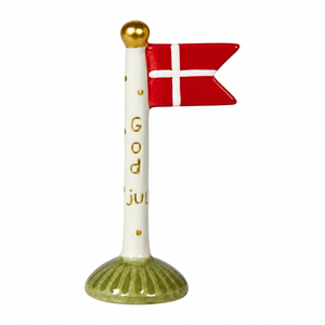 Flagga i keramik med grön fot och texten 'god jul' från Speedtsberg